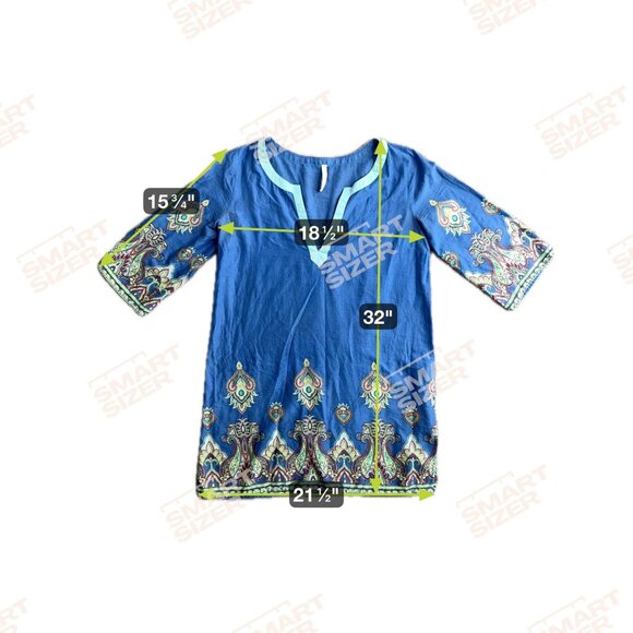 Old Navy Tunic Dress Womens S Blue Paisley Beach Cotton Y2K Lightweight Cover up - Picture 2 of 8